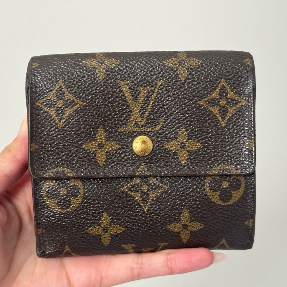 Auth Louis Vuitton Brown Monogram Elise Wallet
